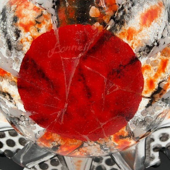 Fused Glass Sunflower Bowl Signed J. Konnell - Picture 4 of 6